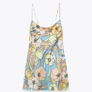 NWT Zara Satin Effect print dress. Size XS